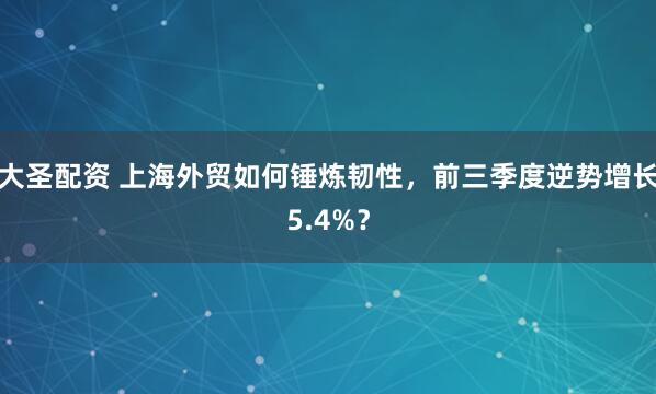 大圣配资 上海外贸如何锤炼韧性，前三季度逆势增长5.4%？